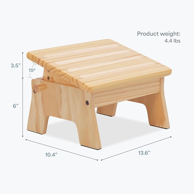 Dream On Me Ease-Up Adjustable Nursing Footrest in Natural – Solid Pinewood Foot Stool for Breastfeeding, Posture Support & Comfort, Lightweight, Easy to Assemble, Helps Reduce Back & Neck Pain