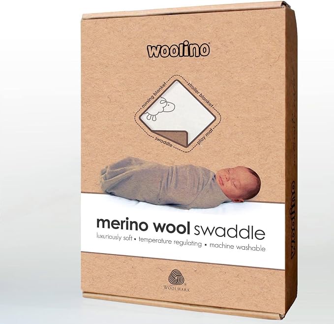 Woolino Baby Swaddle Blanket, 100% Merino Wool Receiving Blanket for Boys & Girls, Swaddles for Newborns 0-3 Months, Sheep