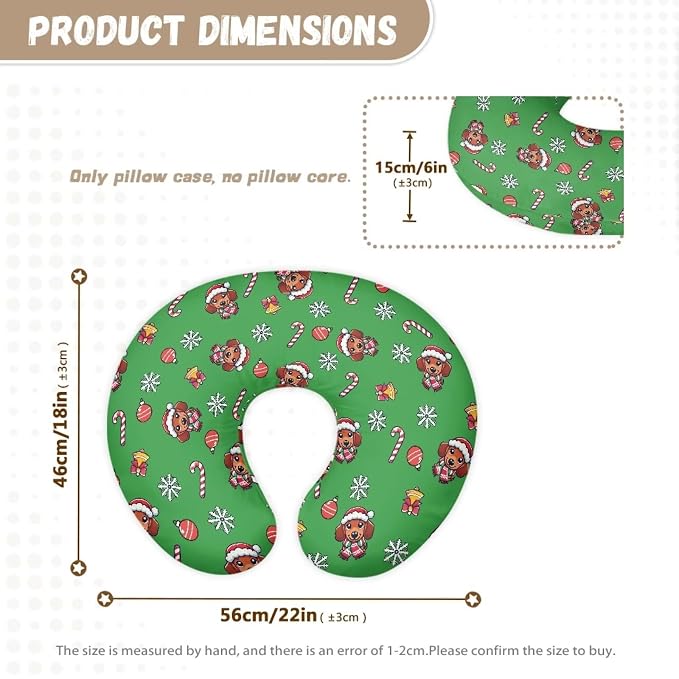 Christmas Dog Candy Breastfeeding Pillow Cover Case for Babies Lightweight Comfortable Nursing Pillow Support Cover with Hidden Zipper for Home Living Room Bedroom Decor