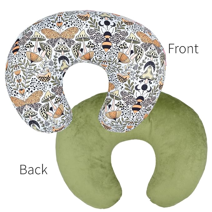 Winmany 2 Pack Baby Nursing Pillow Cover Newborn U-Shaped Breastfeeding Pillowcase Cushion Cover Stretchy Replaceable Forest&Floral Pillow Cover Slipcover 22.5x21