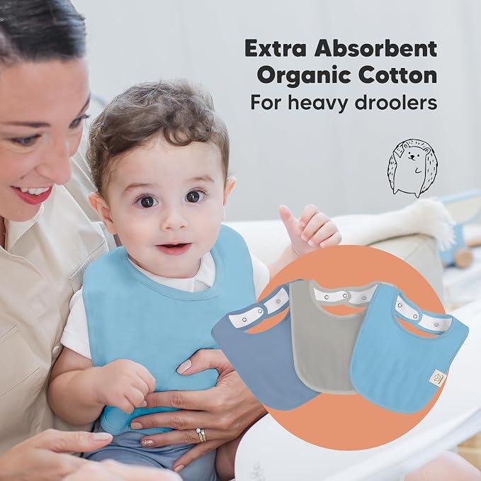 8-Pack Organic Baby Bibs for Boys, Girls - Soft Cotton Drooling and Teething Bibs for Baby Girl & Boy, Extra Absorbent, Easy To Clean & Put On for Toddler, Newborn, Infant 0-24 Months (Icelandic)