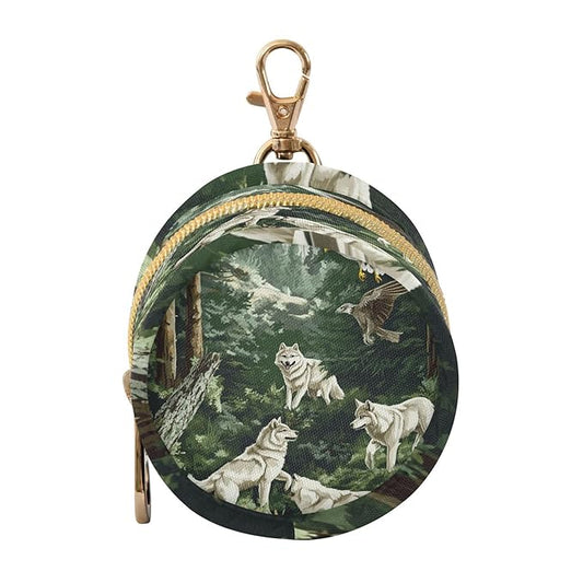 Pacifier Holder with Clip Pacifier Case for Diaper Bag Round Baby Pacifier Pouch Box Bag Portable Wolves and Eagles Green Forest