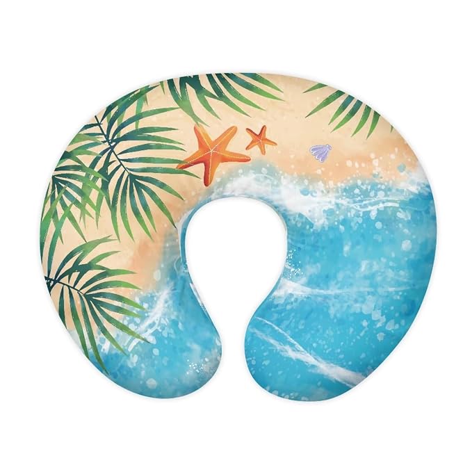 Beach Ocean Nursing Pillow Covers Slipcovers for Breastfeeding Moms, Ultra Soft Breathable Feeding Pillow Slipcover for Baby Boy Girl