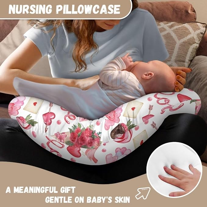Love Lollipops Nursing Pillow Cover Breast Feeding Pillow Support Positioner Lounger Slipcover for Baby Boy Girl Newborn Infant