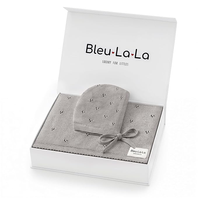 Baby Gift Set -Thoughtful Baby Shower & New Baby Gift for Boys & Girls, Baby Gifts, Gift Registry by Name, Gifts for Baby boy (Pointelle - Dove Grey)