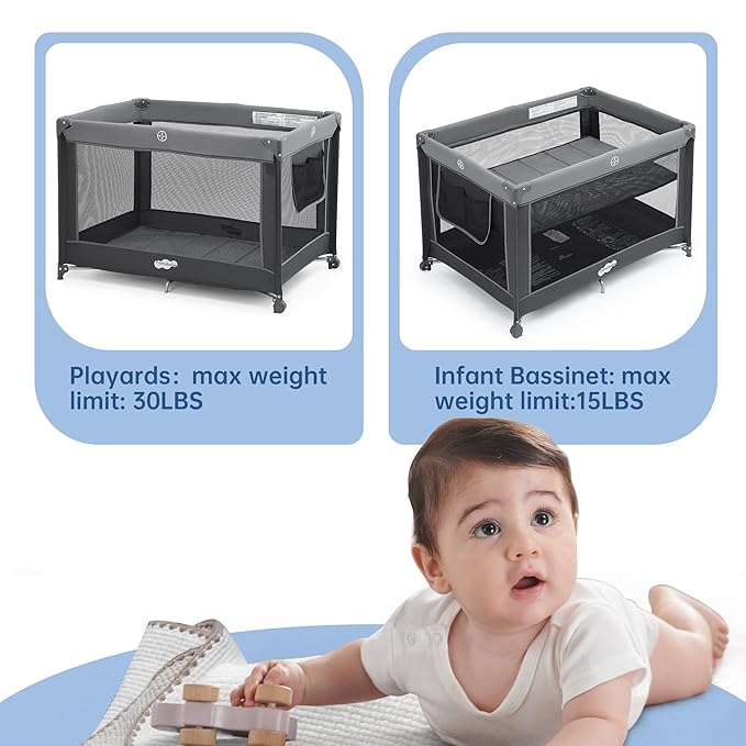 Pamo Babe Portable Playpen Foldable Playard Portable Crib for Baby and Toddlers