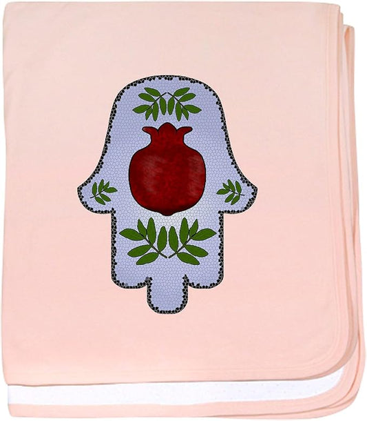 CafePress Hamsa Pomegranate Blue Baby Blanket, Super Soft Newborn Swaddle