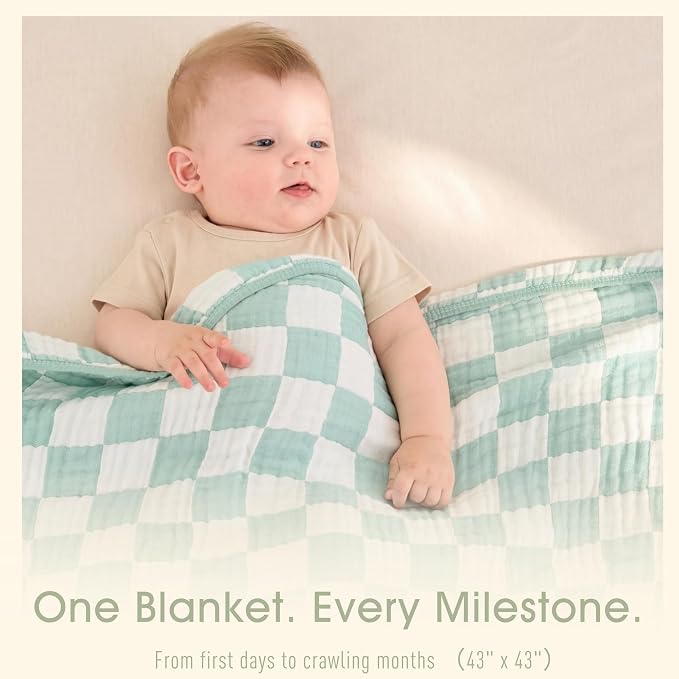 Ultra Soft Muslin Baby Blanket, A Versatile Swaddle and Bed Blanket for Babies, Toddlers, Boys, and Girls (1 Pack).