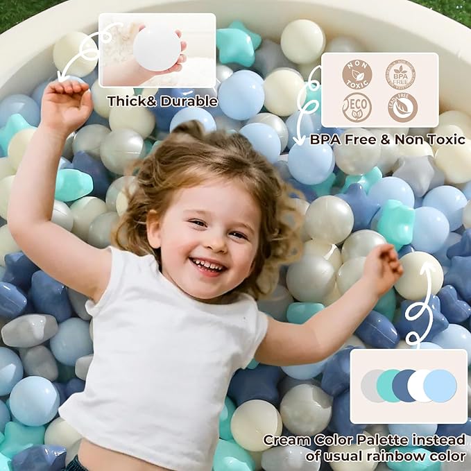 TRENDPLAY Star Ball Pit Balls 50 100 200 500 for Toddlers - Ball Pit Ball Shapes for Boys Girls Fun, Birthday Party, Christmas Decoration