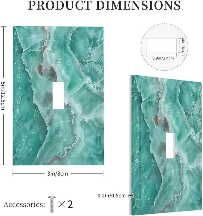 Turquoise Green Tiles Abstract Luxurious Print Decorative Light Switch Cover 1 Gang Single Toggle Device Electrical Faceplate Switchplates Decorator Outlet Wall Plate for Bathroom Kitchen Decor