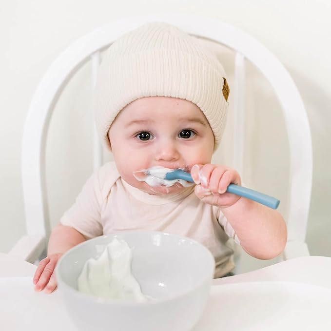 Ryan & Rose Ultimate Baby Utensil Set of 3 Silicone Baby Spoons Silicone feeding set for baby led weaning, self feeding 6 months, toddler utensils (Oxford)