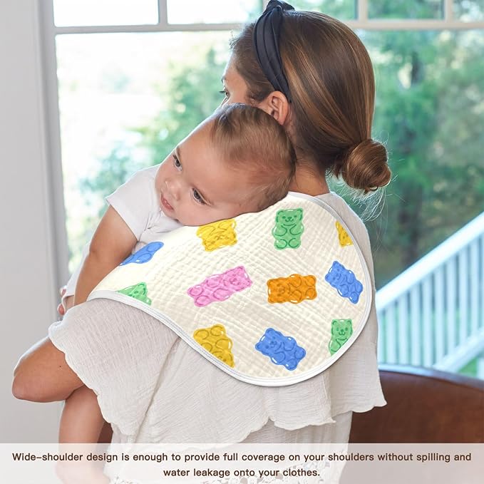 vvfelixl Baby Burp Cloths Colorful Gummy Bears Baby Newborn Cotton Burping Cloths Set Baby Washcloths 4 Pack