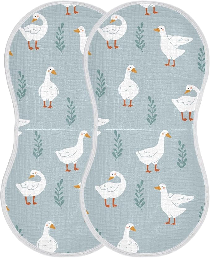 vvfelixl White Gooses Burp Cloths for Baby Boy Girls Baby Washcloths Burp Rags 1 Pack