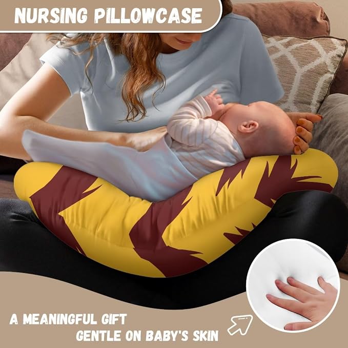 Tiger Stripe Nursing Pillow Cover, Washable & Breathable Nursing Pillow Case for Newborn Breastfeeding Pillow Slipcover for Baby Boys & Girls