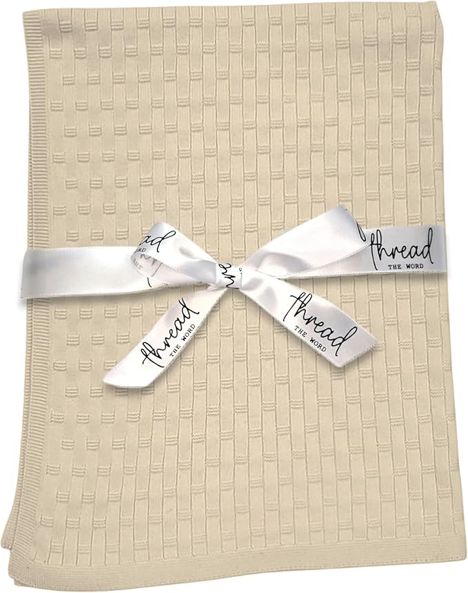 The Lattice Blanket - 100% Organic Cotton Baby Blanket, American Made, 30x40in - Bassinet, Crib, Stroller - Gift Registry Baby Shower for Newborns and Kids (Oat)