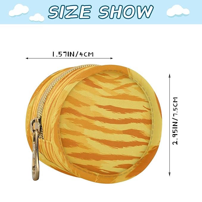 Pacifier Holder with Clip Pacifier Case for Diaper Bag Round Baby Pacifier Pouch Box Bag Portable Bright Orange Yellow Tiger Print