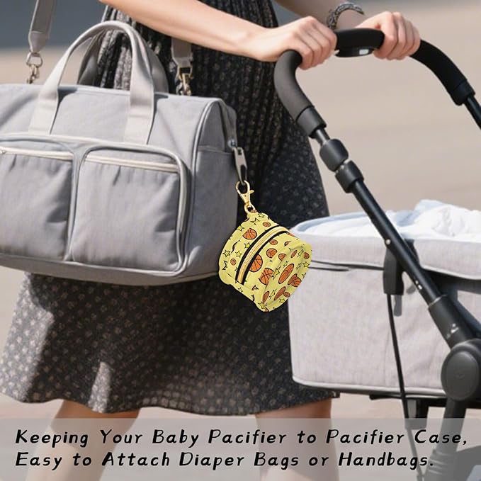 Basketballs Stars Yellow Print Pacifier Holder Case for Diaper Bag Portable Travel Pacifier Storage Case with Clip Newborn Baby Pouch for Outdoor Purse Baby Boys Girls