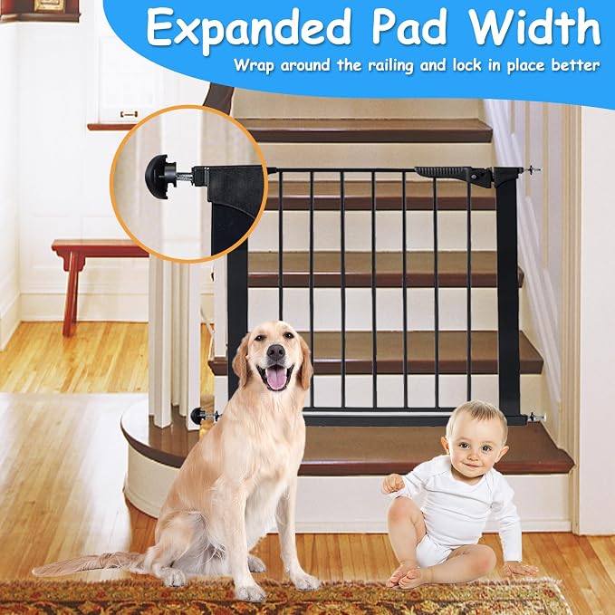 2 Pack Baby Gate Banister Adapter for Pressure Mounted Stair Gates Universal Hardware Parts Kit Baby and Dog Gate for Stairs No Drilling (Black)