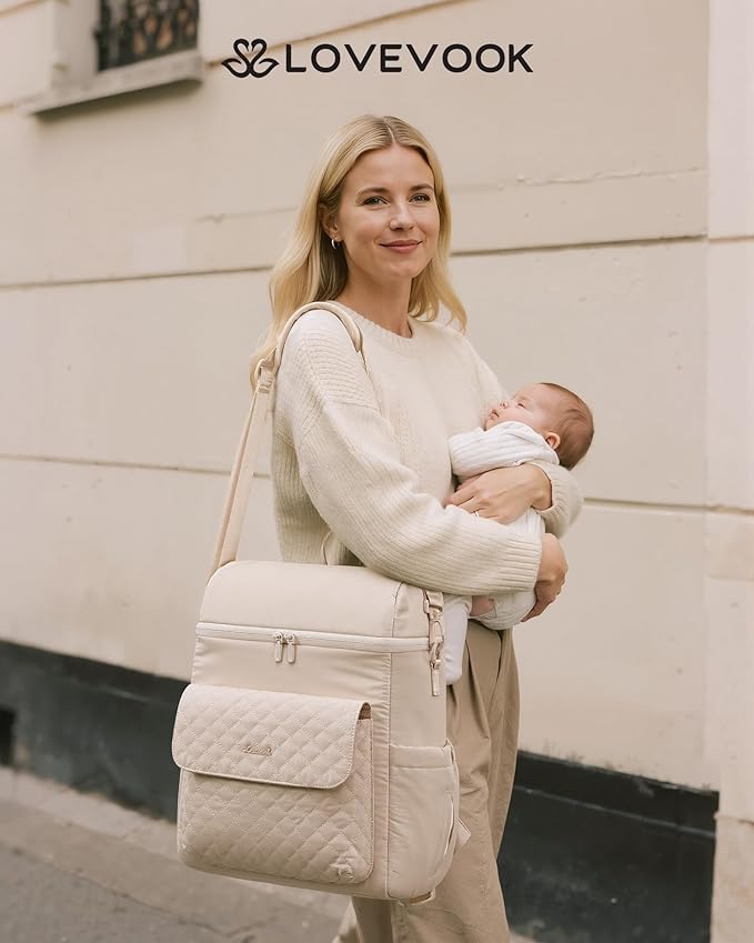 LOVEVOOK Diaper Bag Backpack, 3 in 1 Baby Bag with Changing Pad & Detachable Straps, Large Diaper Backpack for Mom Dad with Stroller Buckles