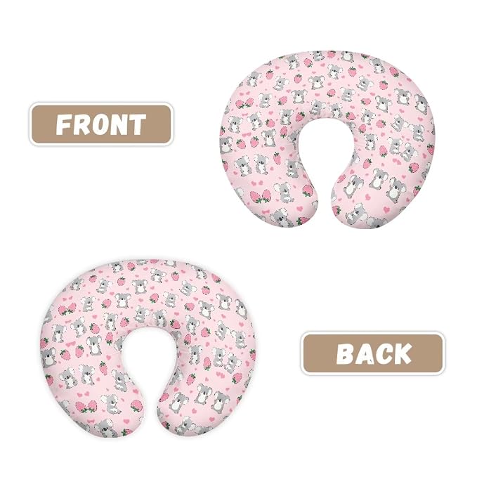 Baby Nursing Pillow Cover for Bottle Feeding, Breathable Soft Koala and Strawberry Nursing Pillow Case