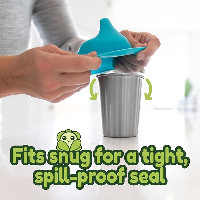 Healthy Sprouts Silicone Sippy Cup Lids - Spill Proof, Fits Any Cup, BPA-Free, Durable & Soft for Babies & Toddlers, Quick to Attach - 5 Pack Silicone Lids for Cups (Purple, Pink, Green, Orange, Teal)