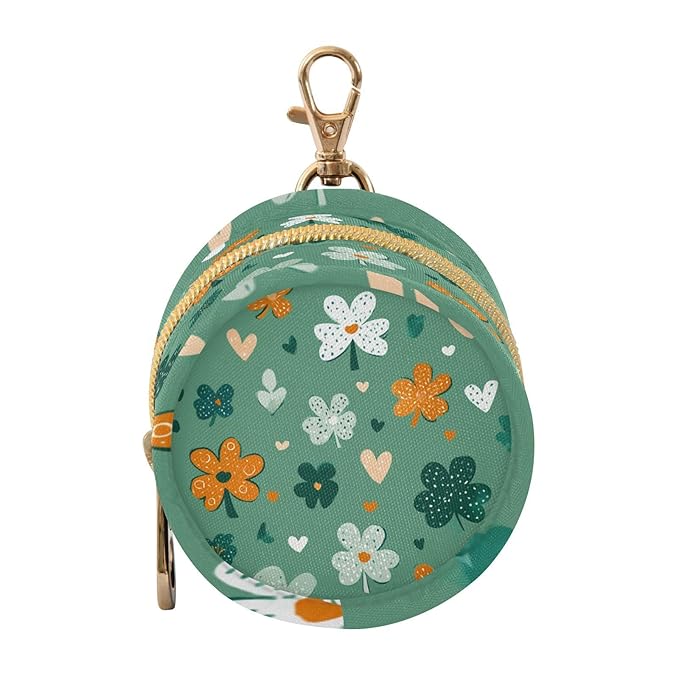 Pacifier Holder with Clip Pacifier Case for Diaper Bag Round Baby Pacifier Pouch Box Bag Portable Green Shamrocks Hearts