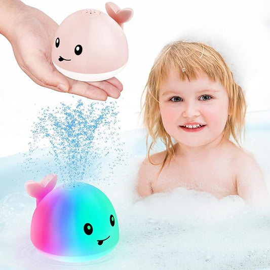 Baby Bath Toys for Kids Ages 1-3, Pool Water Toys for 1 2 3 Year Girl, Whale Bath Toy Sprinkler Light up Bath Toys for Babies 6-12 Months, Toddler Bathtub Toys Newborn Baby Birthday Gifts