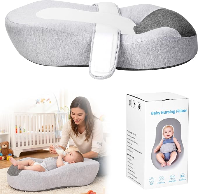 Reflux Pillow for Baby, Baby Feeding Support Wedge Pillow for Reducing Spit-Up, 2 Machine-Washable Pillowcases for Bottle Feeding