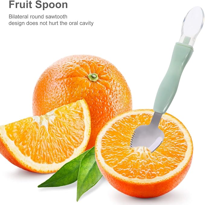 Kisangel Baby Scraper Spoon, Double Head Silicone Spoon Fruit Mud Puree Scraper for Practical Baby Training Feeding Shower, Green