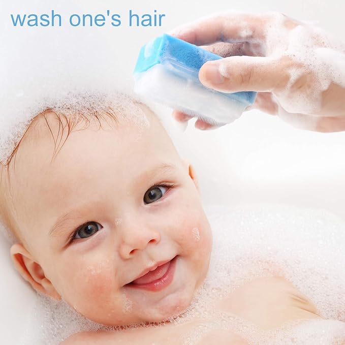 （6 PCS Baby Bath Time Sponge Brush- Body, Hair, and Scalp Cleaning - Gentle on Infant, Toddler Sensitive Skin - Great Sensory Feel.
