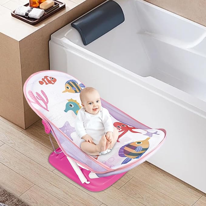 Generic Foldable Toddler Bather - Bathtub Foldable Toddler Bath Bather Seat | Foldable Baby Bather with Bath Stand | Toddler Folding Shower Rack for Bathtub Counter Sink Bathroom