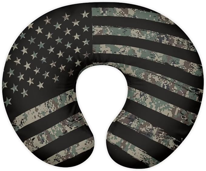 Ameircan Flag Nursing Pillow Detachable Newborn Original Breastfeeding Slipcover Case and Positioner U-Shaped Head Support Protector Cushion Essential with Hidden Zipper Easy Care