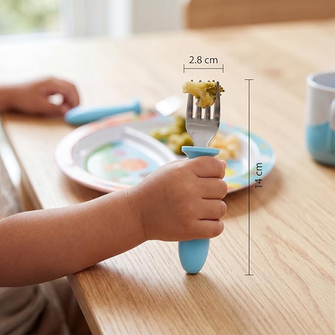 Pimoys 6-Pack Stainless Steel Toddler Forks, Kids Forks Utensils for Little Hands, Self-Feeding Training Fork for Daily Meals, Dishwasher Safe Reusable Baby Flatware Set for Birthdays Christmas Gift