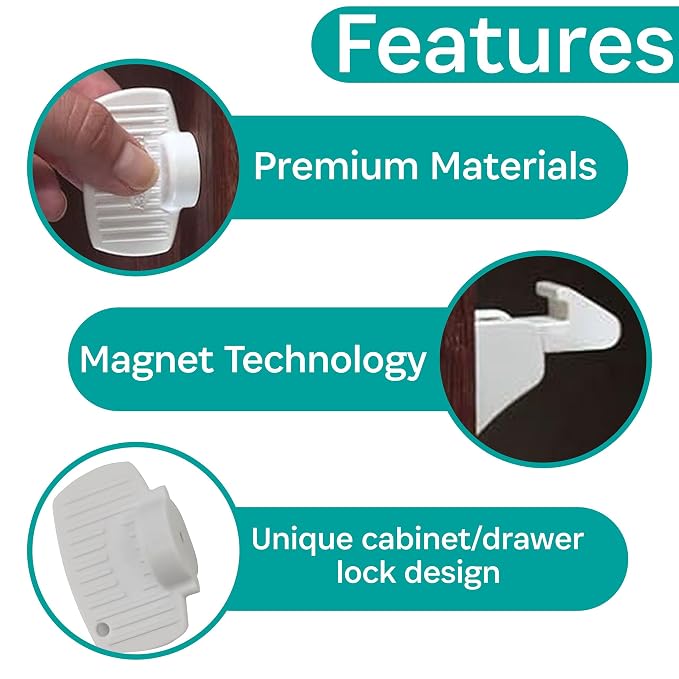 Kidco Magnet Lock Set - 4 Pack Magnetic Locks for Child Protection