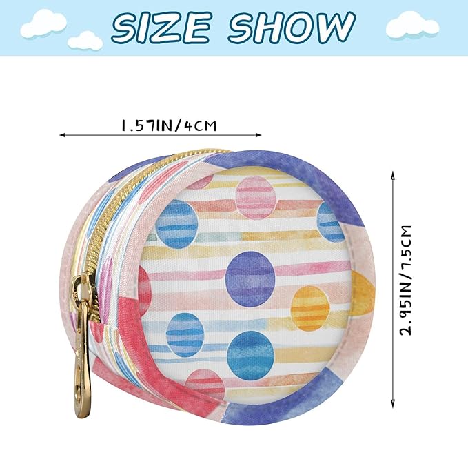 Pacifier Holder with Clip Pacifier Case for Diaper Bag Round Baby Pacifier Pouch Box Bag Portable Watercolor Circles Stripe Colors