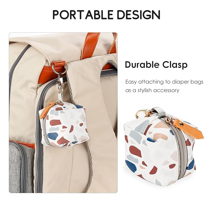 SONARIN Portable Pacifier Holder Case with Clasp for Diaper Bags,PU Baby Dummy Case Soother Pod Pacifier Case Pacifier Bag Storage Box for Holding 2 Pacifiers or Nipple Shields(Colorful Stone)