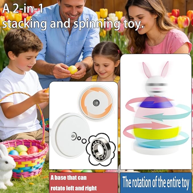 Spinning Stacking Toys Rainbow Rabbit Egg Montessori Sorting & Stacking Toys for Kids, Ages 6 Months to 3 Years
