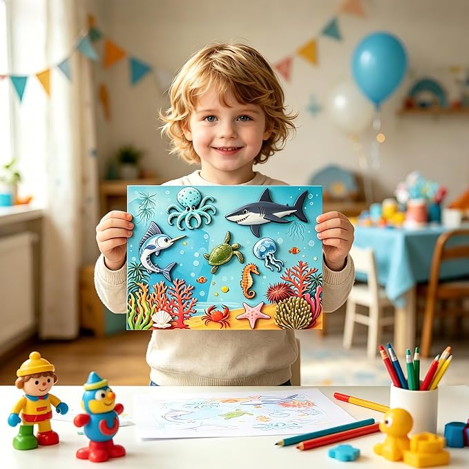 7 Pcs Sea Animals Wooden Pegged Puzzles for Toddlers,Educational Toddler Wooden Puzzles for Shape & Color Recognition,Ideal Baby Puzzles for Underwater Party & Home Decor