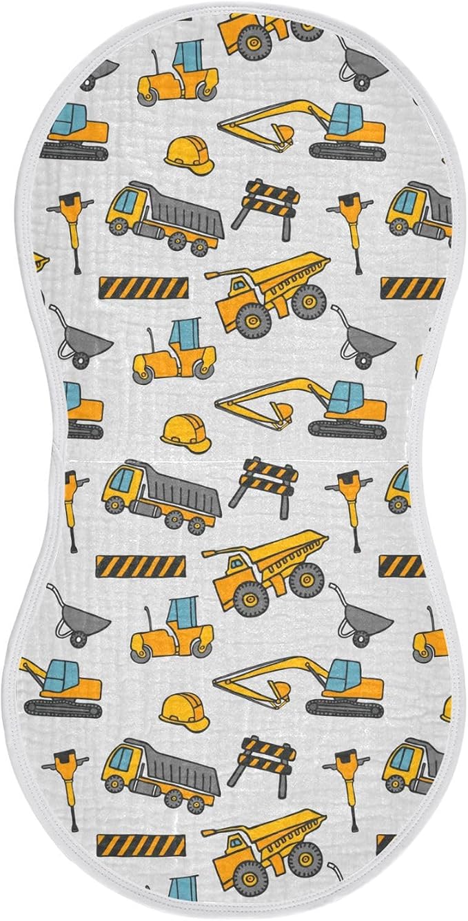 vvfelixl Baby Burp Cloths Construction Truck Pattern Baby Newborn Cotton Burping Cloths Set Baby Washcloths 4 Pack