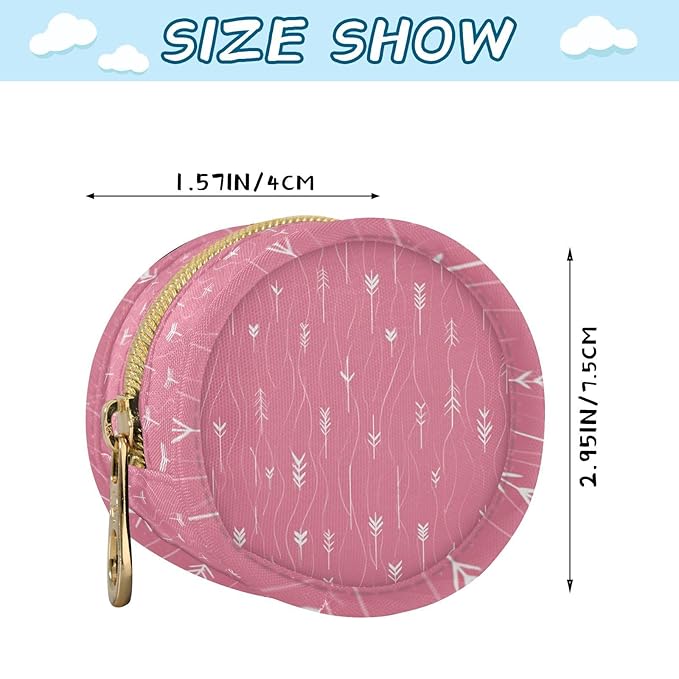 Pacifier Holder with Clip Pacifier Case for Diaper Bag Round Baby Pacifier Pouch Box Bag Portable Pink Arrows