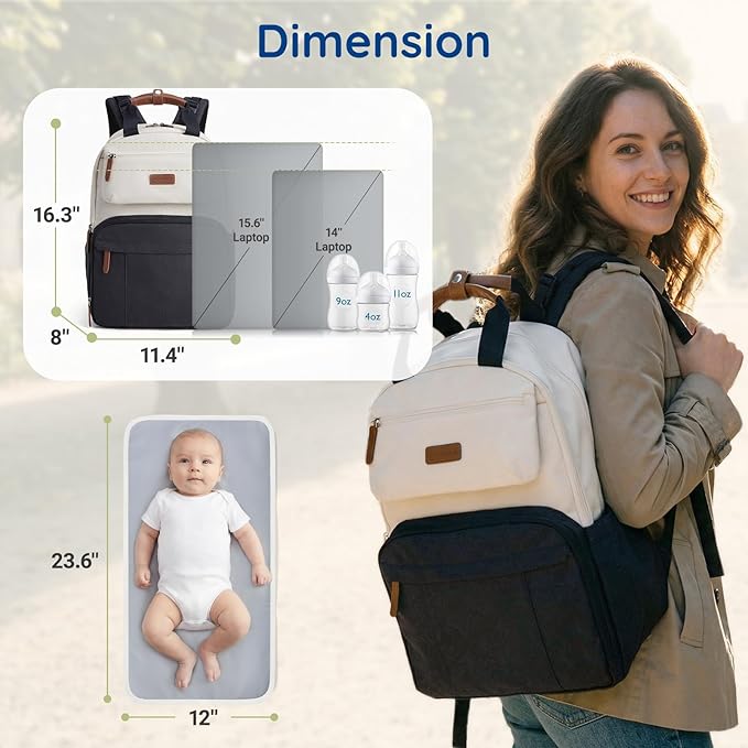 mommore Diaper Bag Backpack, Baby Bag for Girls & Boys, Water Resistant Travel Diaper Backpack with Changing Pad, Baby Shower Gifts & Registry Must Haves