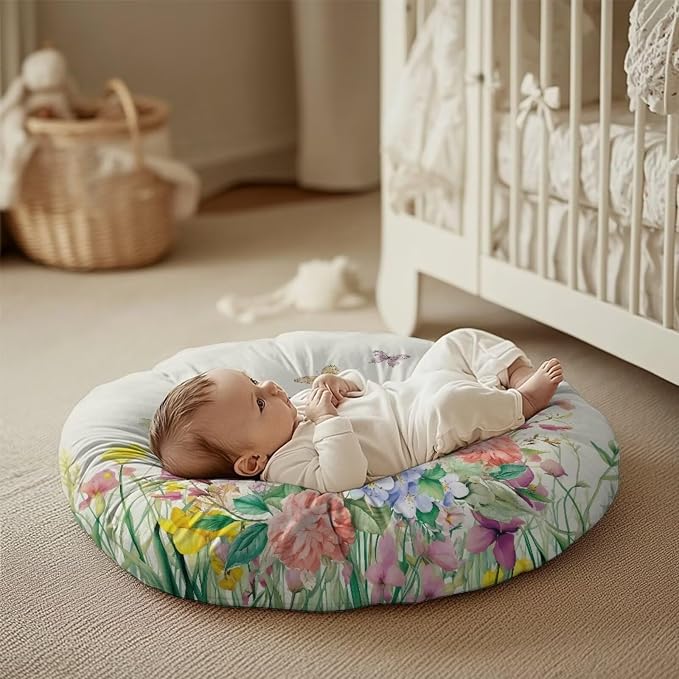 Hummingbird Nursing Pillow Cover Floral Neutral Breastfeeding Pillow Cover Fits 26in*24in Nursing Pillow for Baby Boy Girl,Neutral Baby Nursing Pillow Cover Pillow Not Included