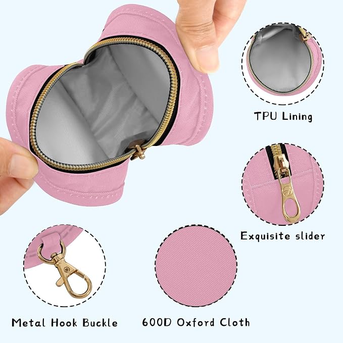 Pink Pacifier Holder Case Newborn Pacifier Storage Pouch for Boys Girls Easy Attach to Diaper Bag Portable Baby Essentials Container
