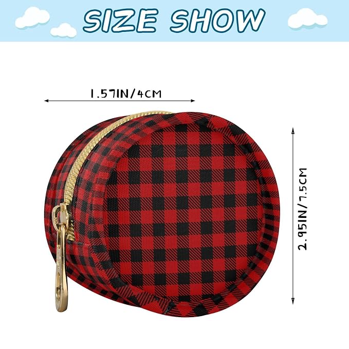 Black Red Buffalo Plaid Print Pacifier Holder Case with Clip Portable Pacifier Storage Bag for Girls Boys
