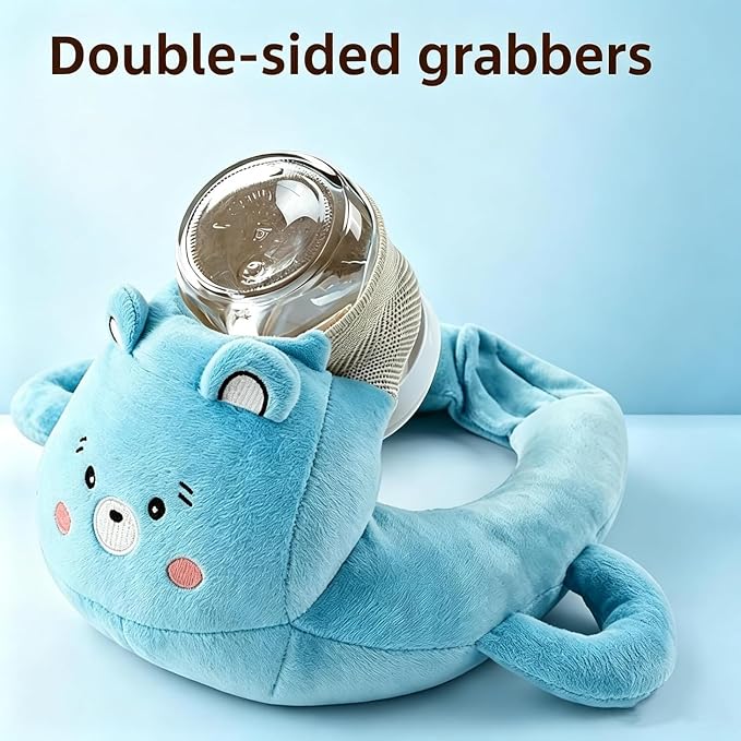 Plush Bottle Holder Pillow, Hands Free Feeding Nursing Assistant, Ergonomic Bottle Support Cushion, Soft Animal Cover Protector, Machine Washable, Neck Pillows, Bottle Not Included (Cat)