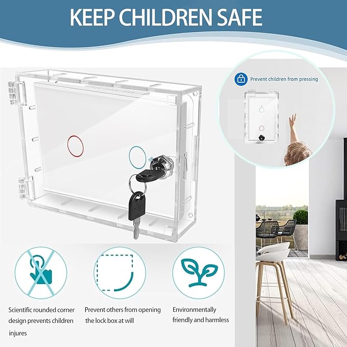 Switch Cover,Baby Proof Light Outlet Covers,Child Safety Switch Plate Guard,Wall Plug Box,Kids Electrical Protector Box Fits All Outlet 4.95" H X 3.35" W X 1.77" D or Smaller (2 Pack)