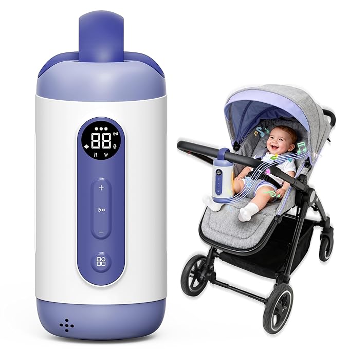 Rechargeable Hands-Free Baby Rocker & Sleep Soother – Portable Vibration Device with 6 Levels, 21 Melodies & Smart Sensor – Fits Most Strollers, Car Seats & Baby Gear, Travel Essential for Newborns