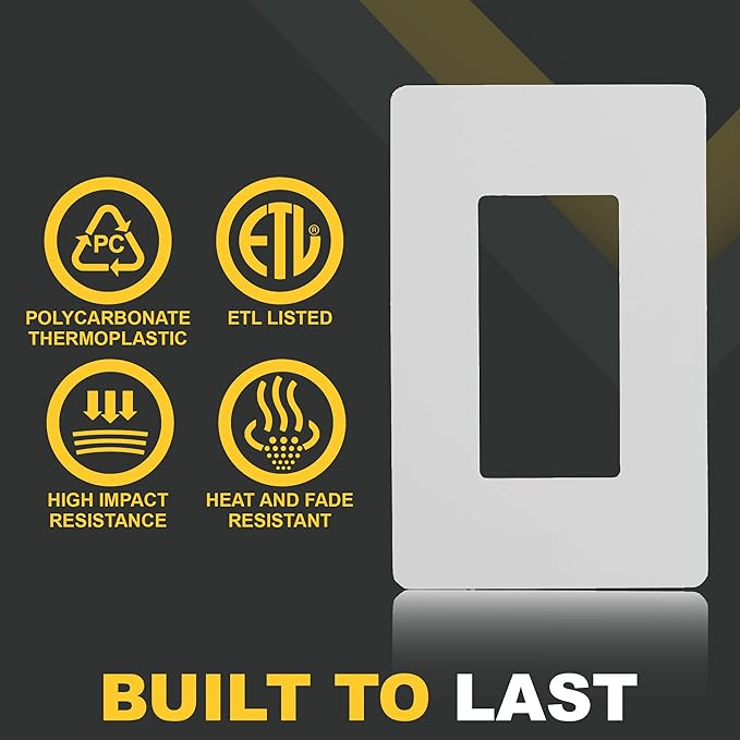 Faith White 1-Gang Screwless Wall Plate (120-pack) | Light Switch Plate or Wall Plate for Electrical Outlet | 1-Gang Wall Plate for Decorator Switches and Receptacles | Heat-Resistant Thermoplastic