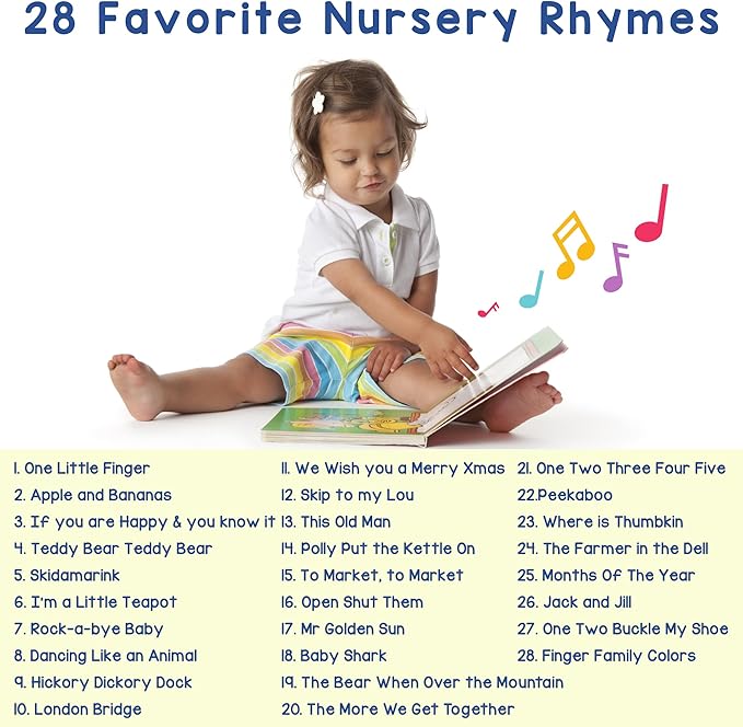 LEARNING BUGS Fun Favorite Nursery Rhymes ??Sing Along with 28 Nursery Rhymes, Musical Books for Toddlers, 28-Button Music Book, Musical Toys for Toddlers 1-3