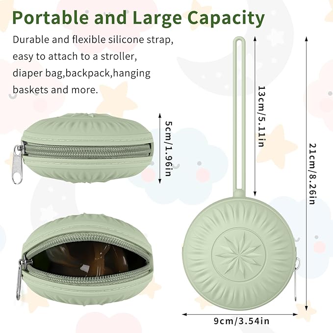 senbowe 2 Pack Silicone Pacifier Holder Case, Newborn Baby Portable Silicone Pacifier Case Cover Pouch for Diaper Bag